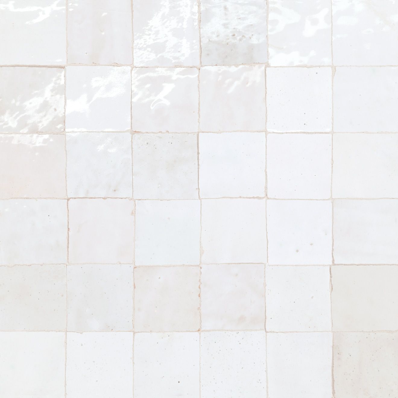 Zagora 2" x 2" Glossy Zellige Mosaic Tile in Neige Blanc | Bedrosians Tile & Stone