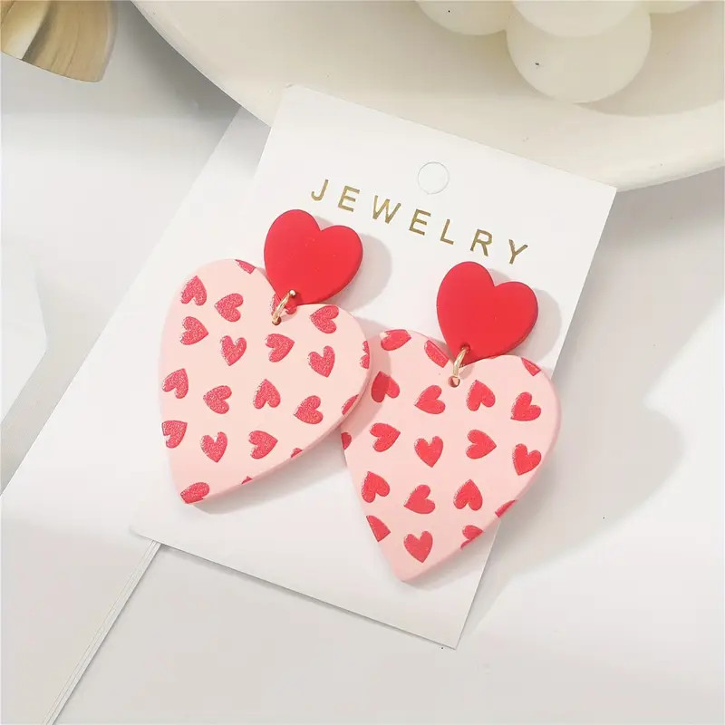 Heart Design Dangle Earrings Cute Elegant Style Acrylic Jewelry Classic Valentine's Day Gift For ... | Temu Affiliate Program