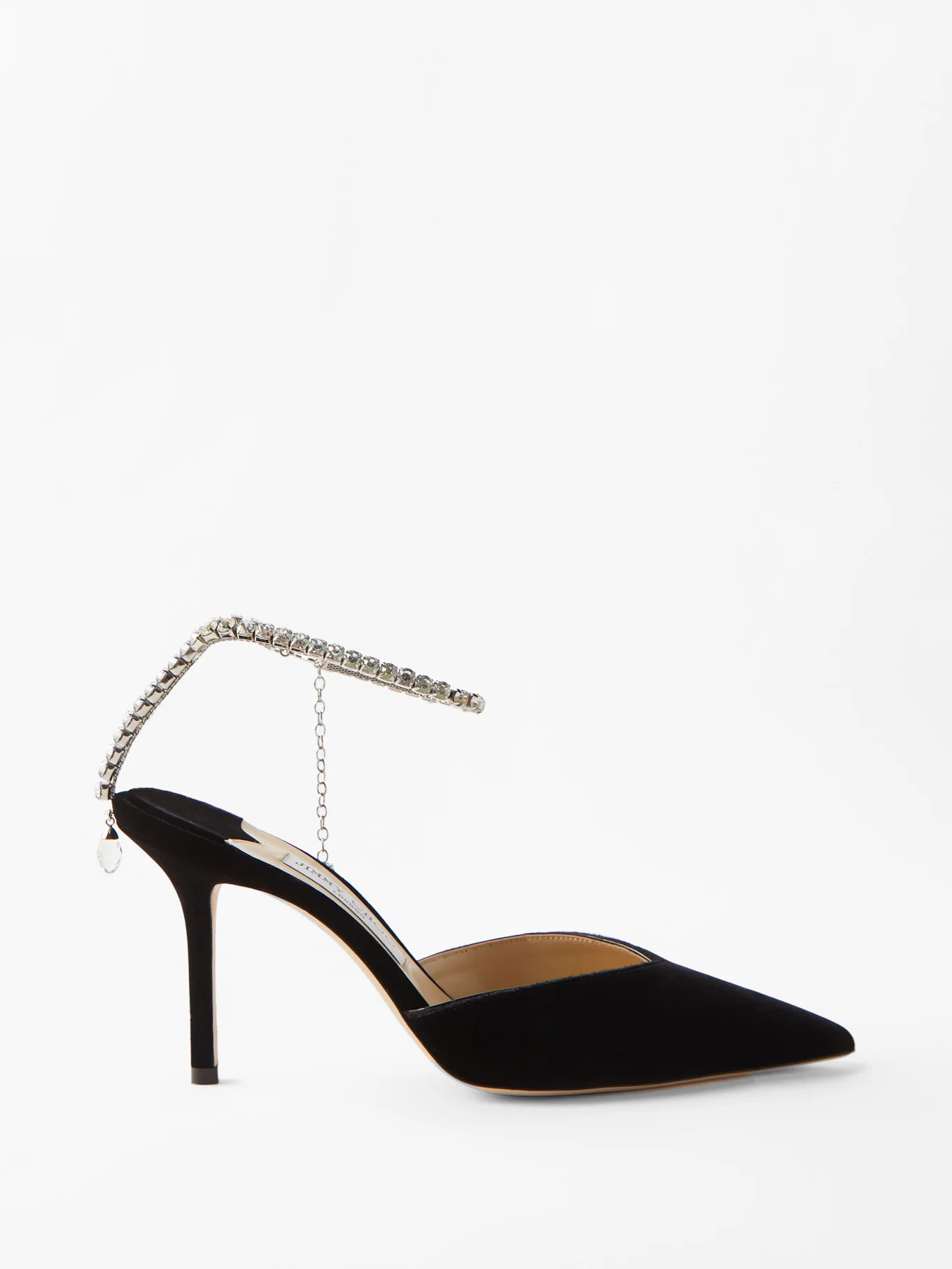 Saeda 85 crystal-strap velvet pumps | Jimmy Choo | Matches (US)