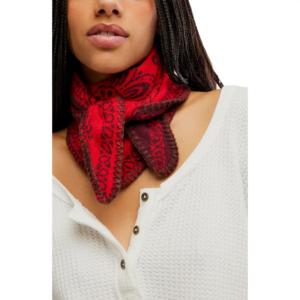 Free People Carmen Knitted Triangle Scarf in Wine at Nordstrom | Nordstrom