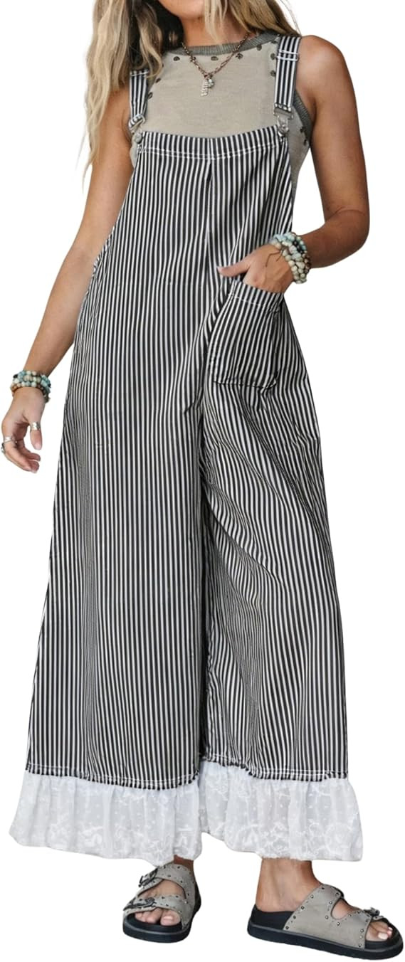 Himosyber Women's Overalls Striped Wide Leg Jumpsuits | Amazon (US)