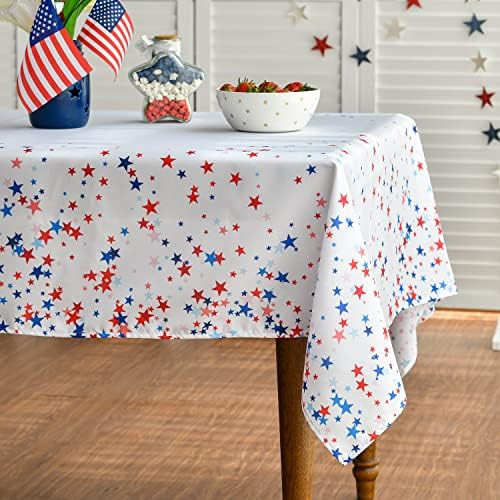 Horaldaily Patriotic Pure Tricolor Stars Tablecloth Rectangle 60 x 84 inch, 4th of July Independence | Amazon (US)
