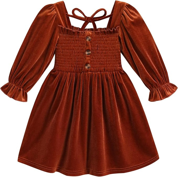 Happy Town Toddler Girl Dress Long Sleeve Play Wear Dress Baby Solid Color Casual Fall Winter Clo... | Amazon (US)