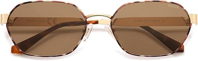 SOJOS Trendy Polarized Hexagon Sunglasses for Women Men, UV400 Retro Rectangle Shades SJ1238 | Amazon (US)