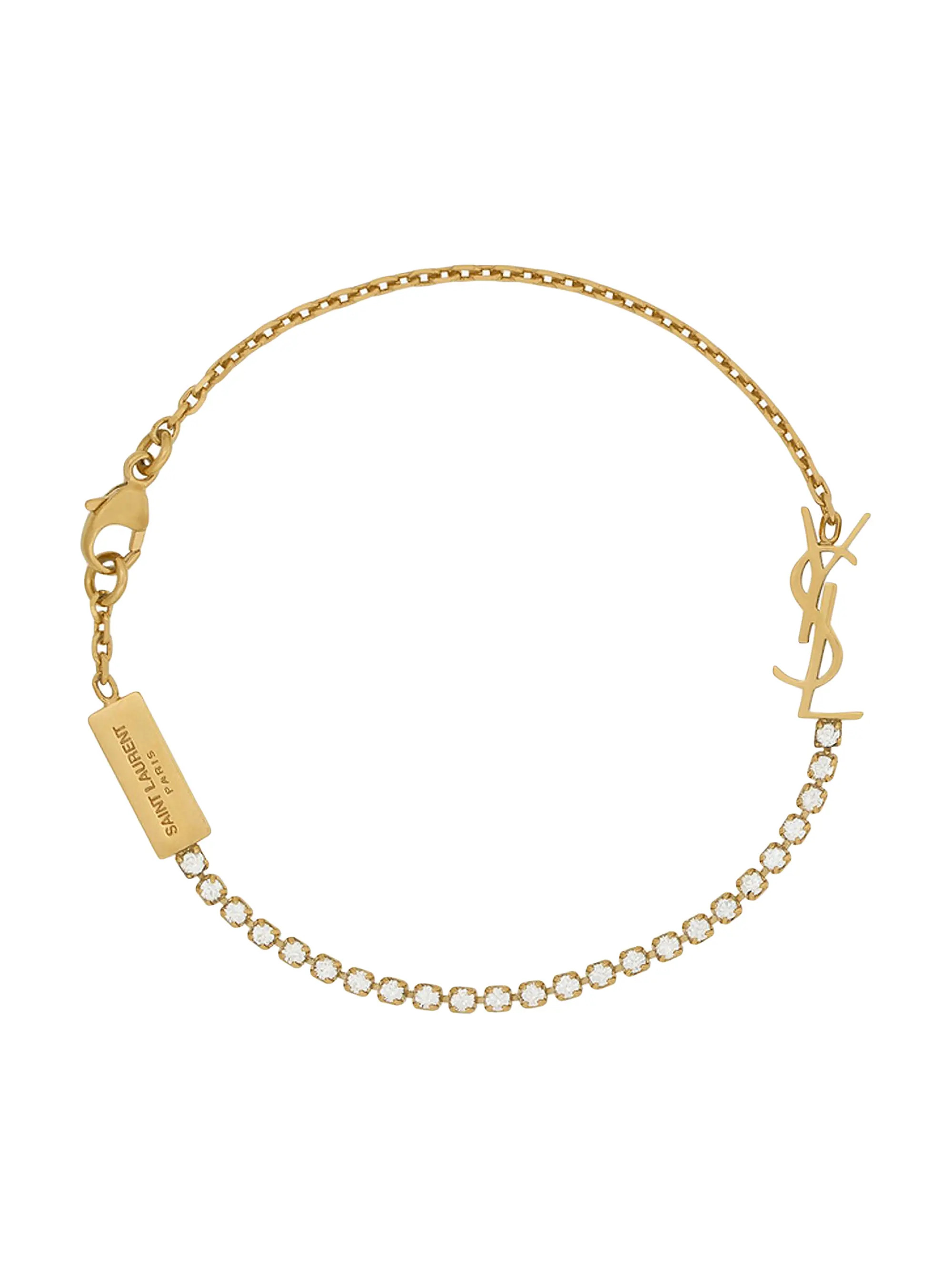 Saint Laurent Cassandre Charm Bracelet in Metal and Rhinestone | Saks Fifth Avenue | Saks Fifth Avenue