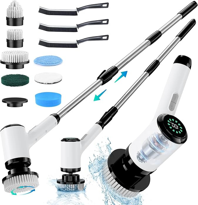Electric Spin Scrubber: Crodless Power Spin Scrubber with Long Handle and Dual Speeds for Cleanin... | Amazon (US)