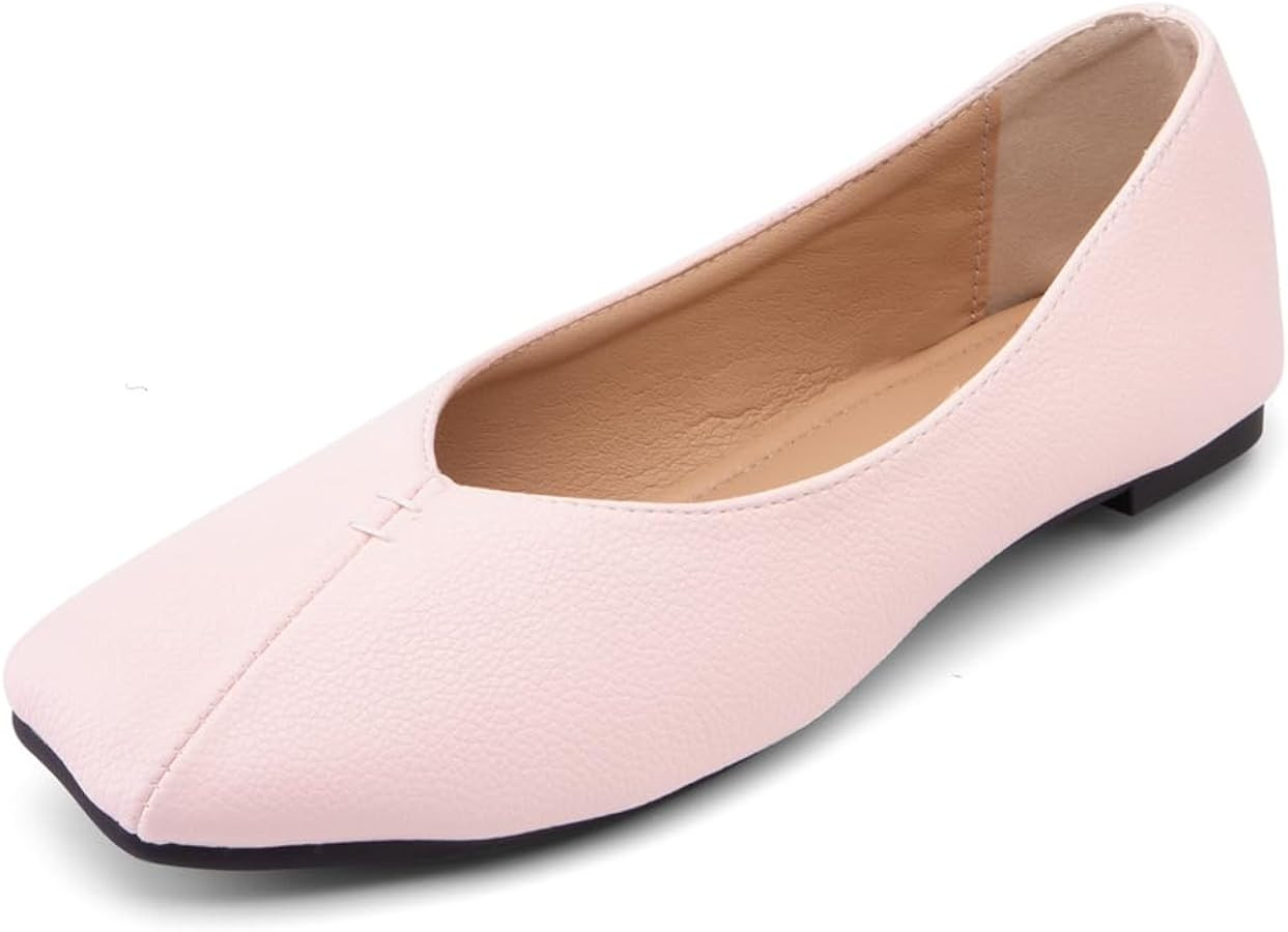 Ballet Flats for Womens Girls Square Toe Soft Comfortable Slip On Ballerina Walking Loafers Dress... | Amazon (US)