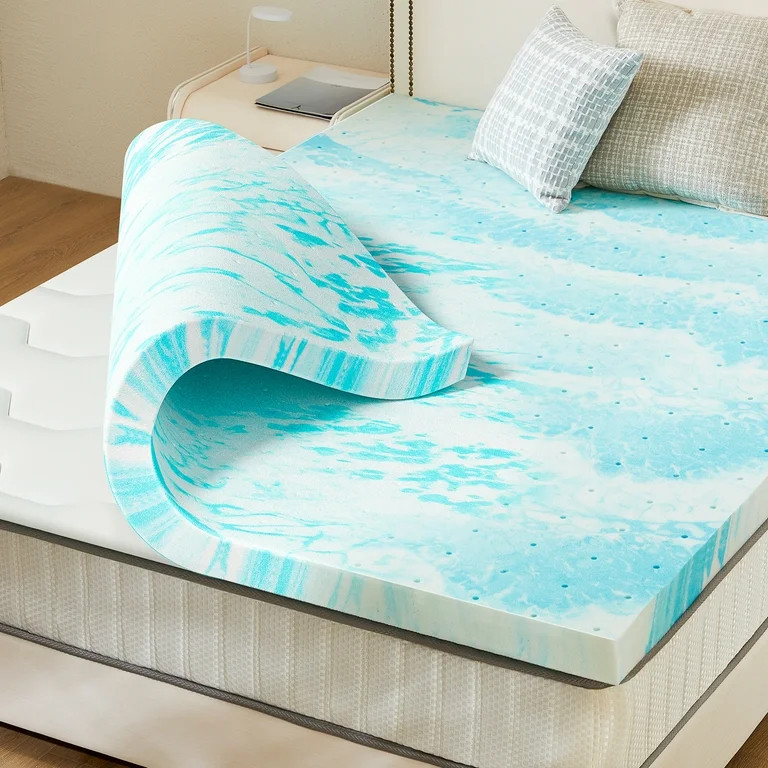 EDX 2 Inch Cool Gel Memory Foam Mattress Topper Twin XL Size Bed, Comfort Body Support & Pressure... | Walmart (US)
