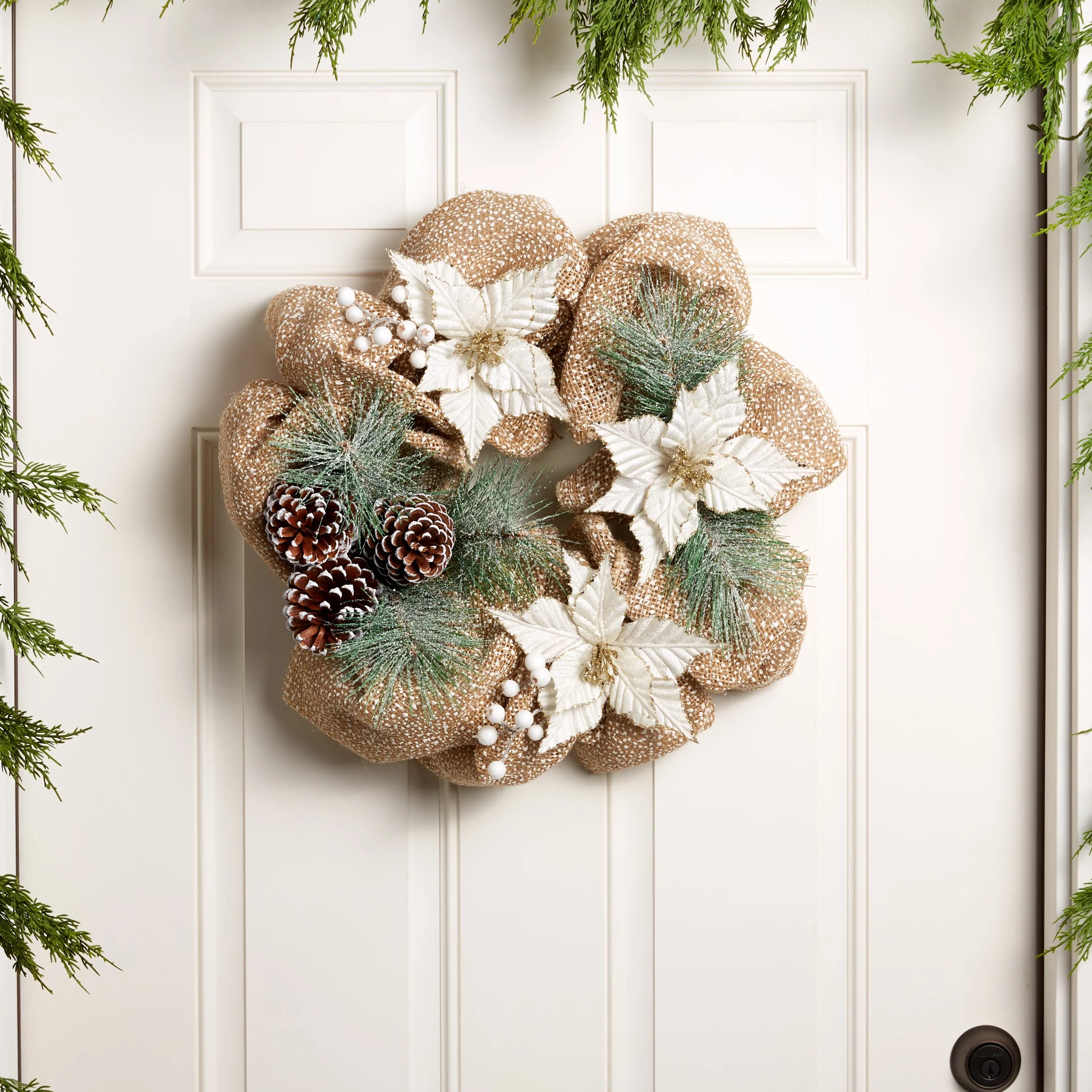 Holiday Time 20 inch Burlap Dot Mesh Christmas Wreath - Walmart.com | Walmart (US)