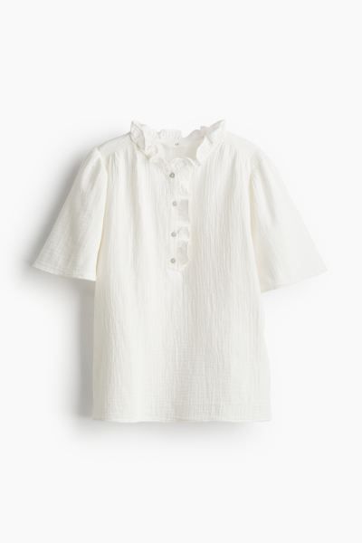 Frill-trimmed muslin blouse | H&M (UK, MY, IN, SG, PH, TW, HK)