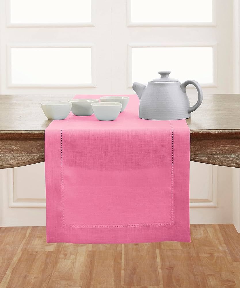 Solino Home Linen Table Runner Flamingo Pink – 14 x 48 Inch Rectangle Table Runner – Handcraf... | Amazon (US)