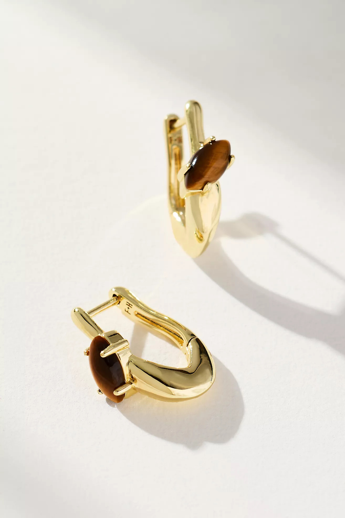 F+H Studios Modernist Gemstone Tiger's Eye Earrings | Anthropologie (US)