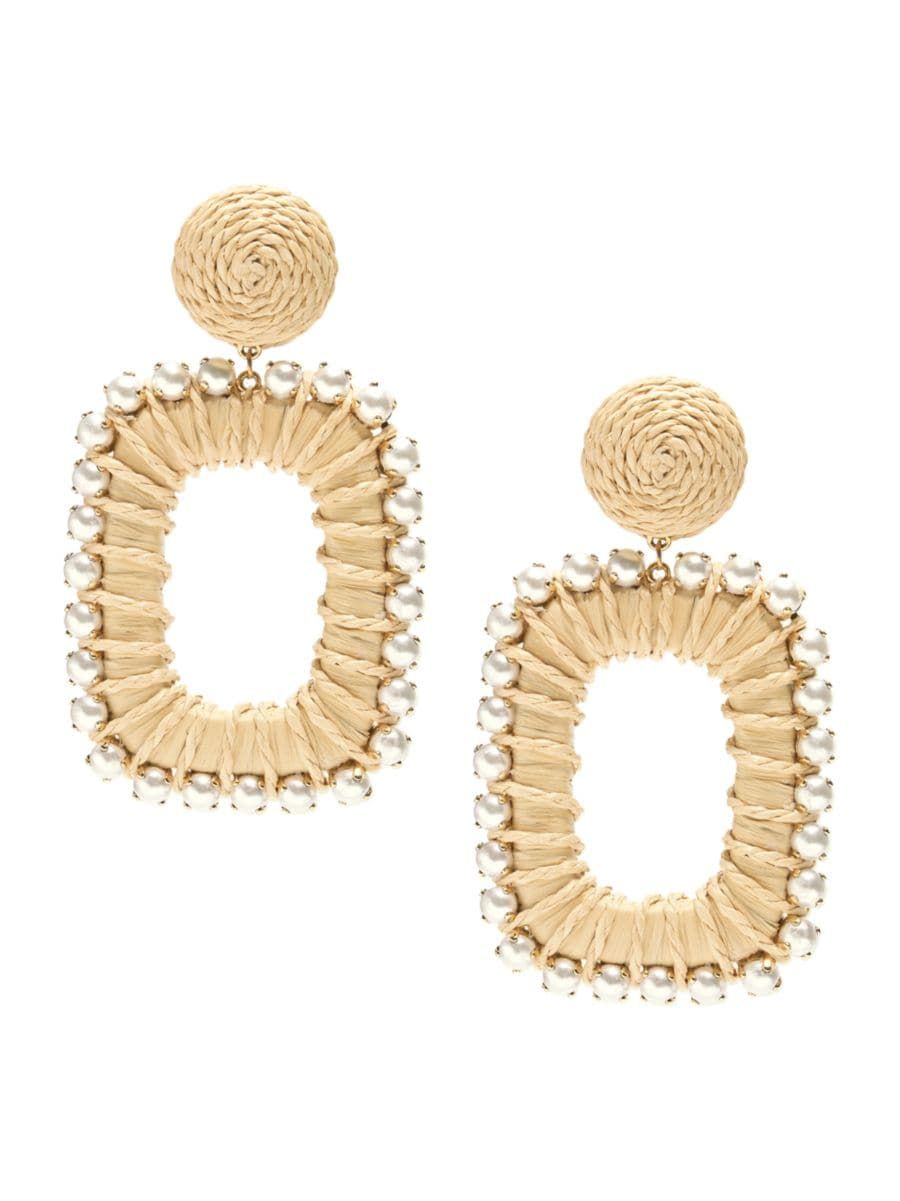Goldtone, Imitation Pearl & Raffia Drop Earrings | Saks Fifth Avenue