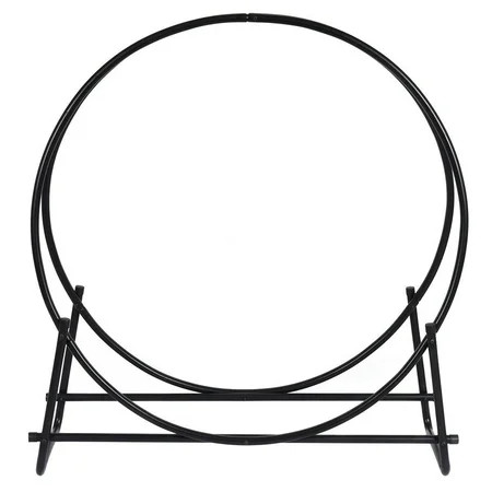 40-Inch Tubular Steel Log Hoop Firewood Storage Rack Holder Round Display | Walmart (US)