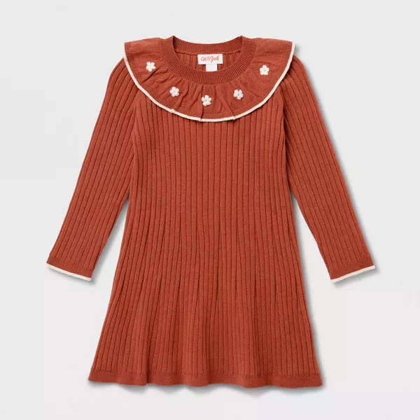 Toddler Girls' Embroidered Sweater Dress - Cat & Jack™ Brown 5T | Target