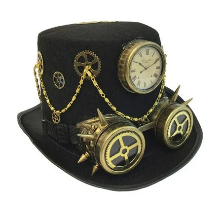 KBW Adult Unisex Steampunk Gold Deluxe Fabric Top Hat, Vintage Victorian Style Retro Punk Rustic Got | Walmart (US)