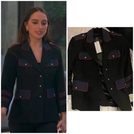 Alexia Umansky’s Navy Blue Piped Military Blazer on Buying Beverly Hills Season 2 Episode 6