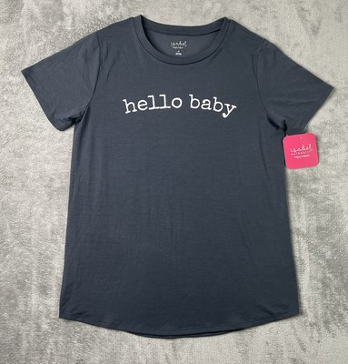 Isabel Maternity tshirt womens Medium Hello Baby Tee Maternity T-Shirt Gray Blue | eBay US