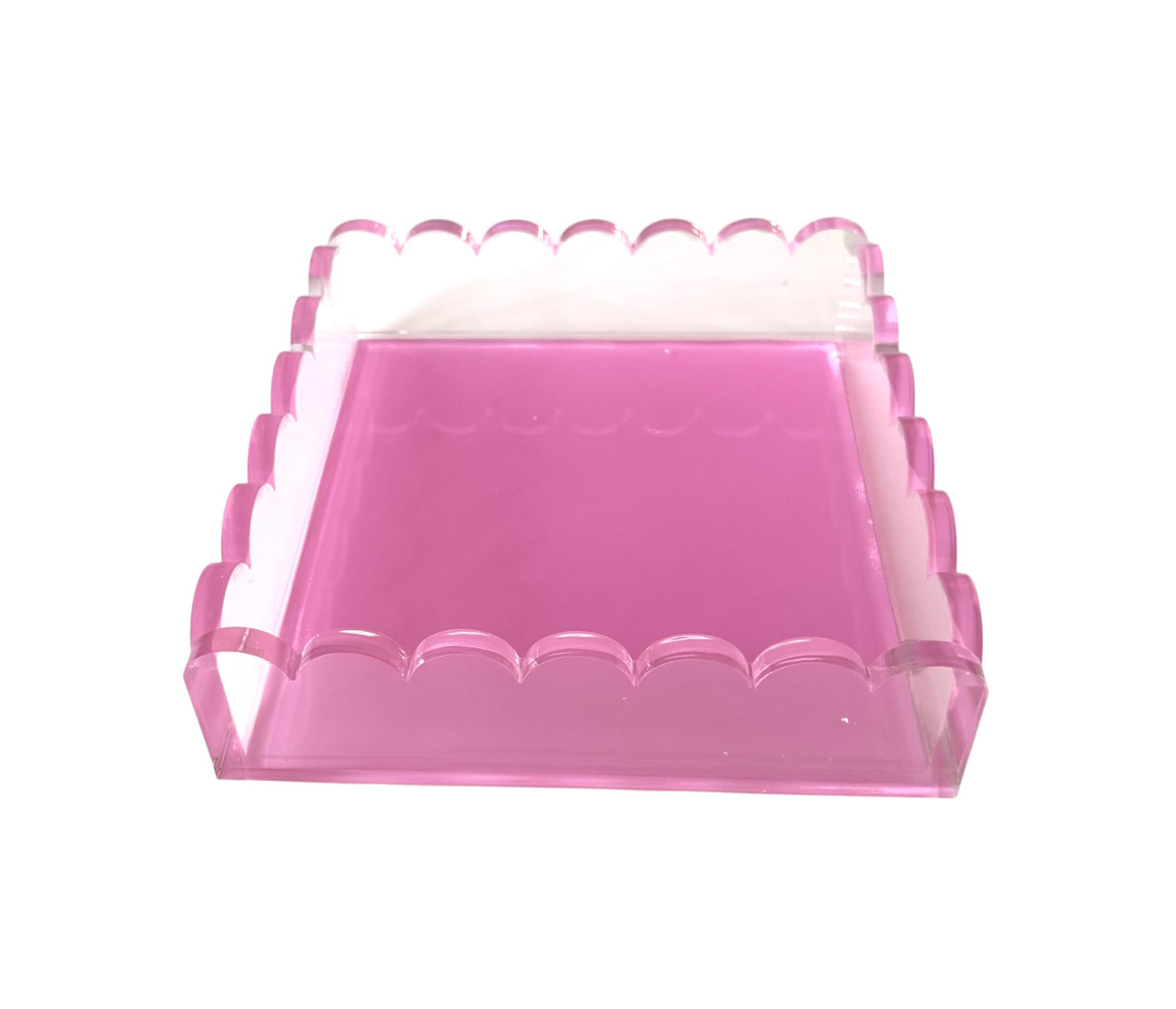 Acrylic Scalloped Tray, Includes Anti-Slip Pads | 8 x 8 x 2 inches | (Pink) | Amazon (US)