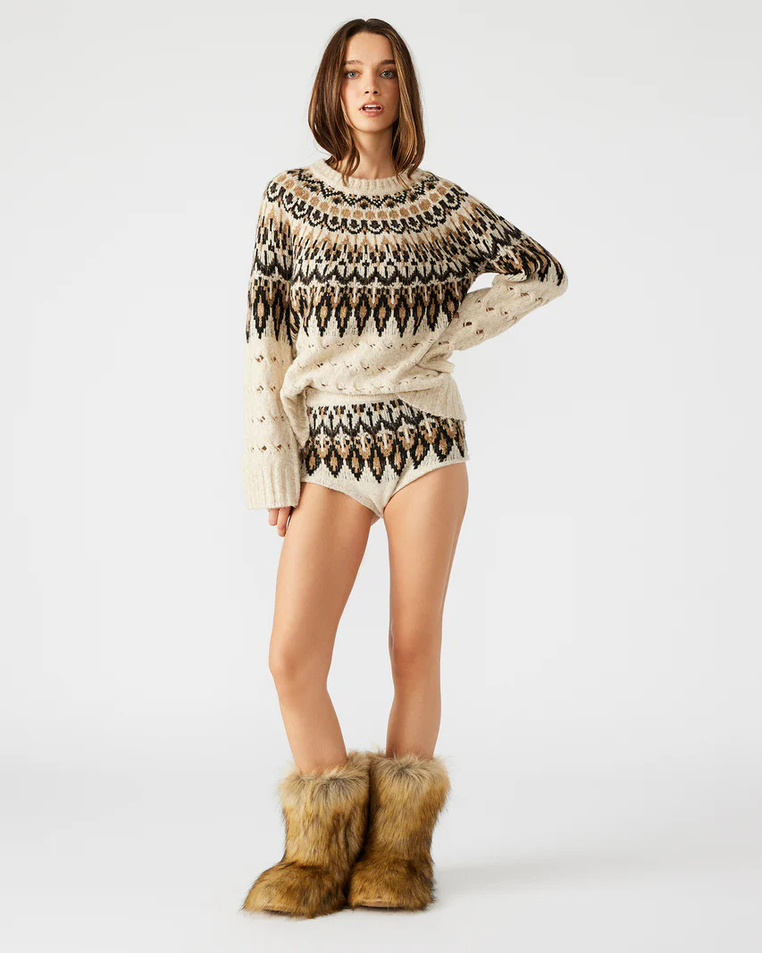 SUZETTE Sweater Multi | Women's Fair Isle Long-Sleeved Pullover Sweater | Steve Madden (US)