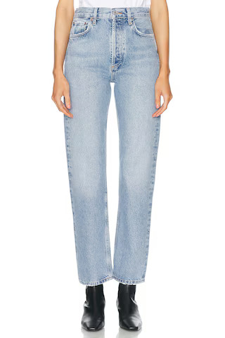 AGOLDE 90s Pinch Waist High Rise Straight Jeans in Denim-Light | FWRD 