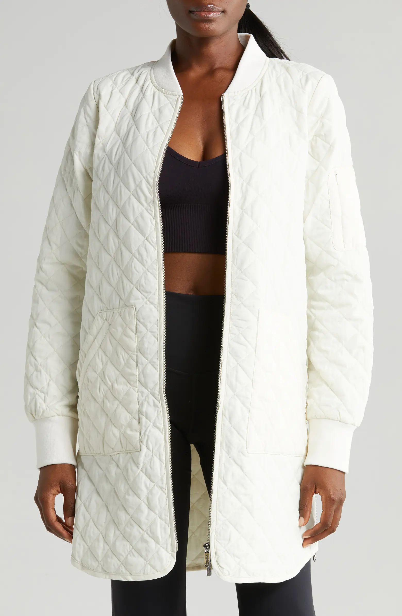 Longline Water Resistant Quilted Bomber Jacket | Nordstrom