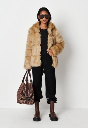 Missguided - Premium Beige Pelted Faux Fur Hooded Coat | Missguided (US & CA)