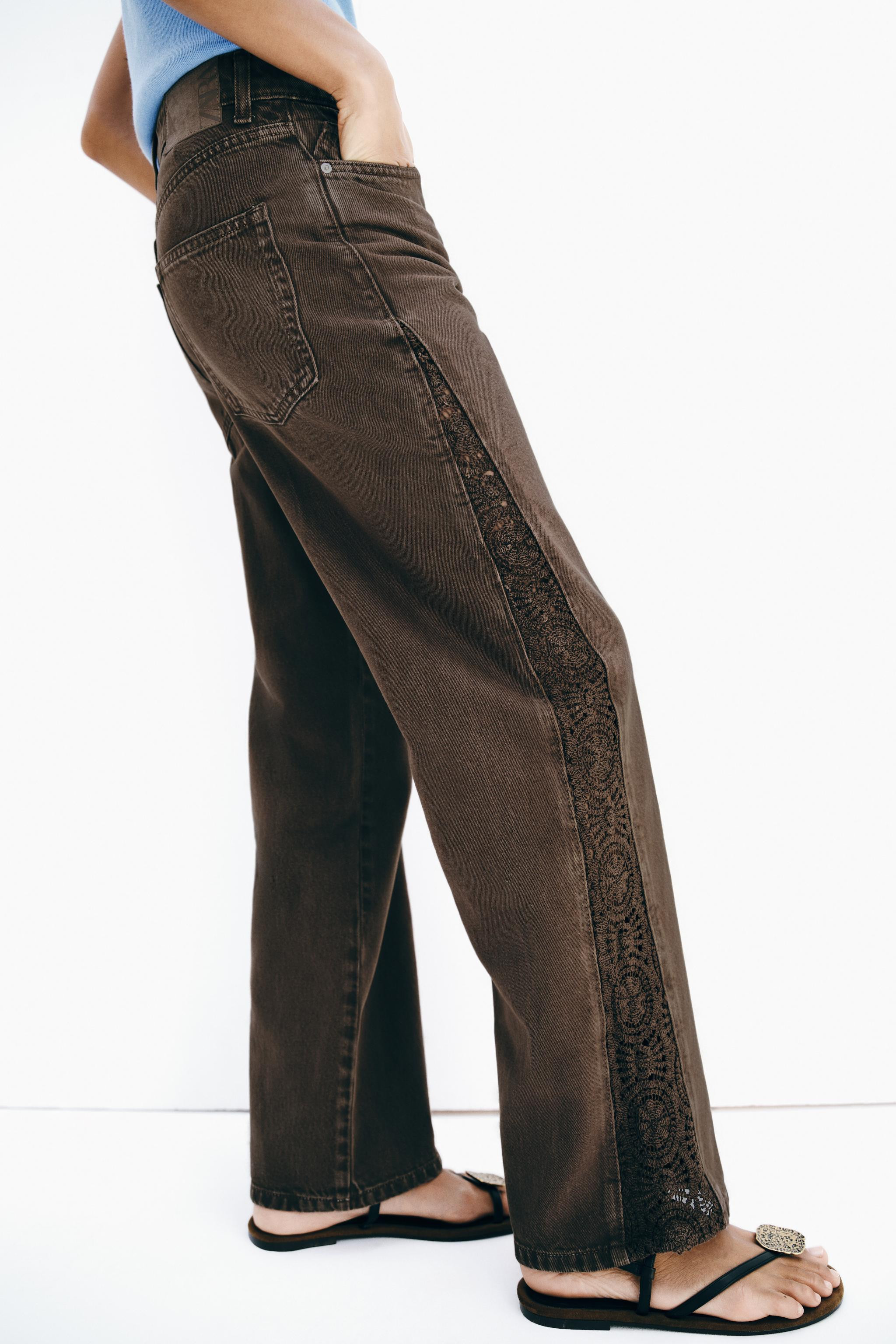 Z1975 LOOSE FIT MID-RISE CROCHET JEANS | Zara Canada