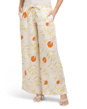 Linen Printed Drawstring Pants for Women | Cotton | Marshalls