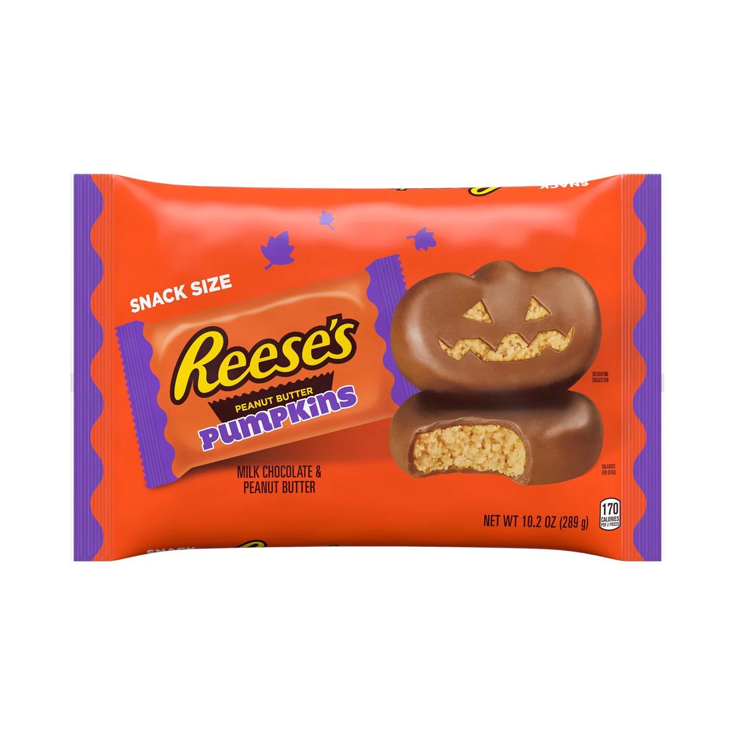 REESE'S, Milk Chocolate Peanut Butter Snack Size Pumpkins Candy, Halloween, 10.2 oz, Bag | Walmart (US)