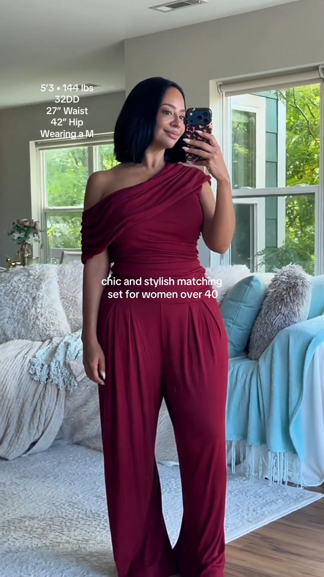 Chic and stylish airport travel outfit for women over 40 ✈️ One shoulder symmetrical ruched matching pants set with stretch that’s super comfy to wear on the plane. Fits true to size and comes in multiple colors @CIDER

WHERE TO WEAR IT: Travel, errands, date, dinner, drinks, lunch 
STRETCH: Yes
TRUE TO SIZE: Yes
OVERALL FIT: Loose
PETITE FRIENDLY: Yes

Sizing ⬇️
5’3 
Bust: 32DD
Waist: 27”
Hips: 42”
Wearing Size M

Make sure you download the ✨FREE✨ LTK app and follow me @heyrissyrozay for all my style and beauty finds 🫶🏽

over 40 outfit ideas
petite curvy outfits