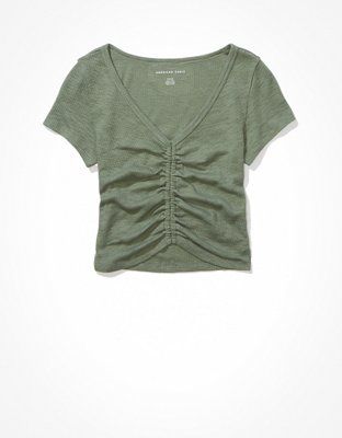 AE Cinch-Front Baby Tee | American Eagle Outfitters (US & CA)