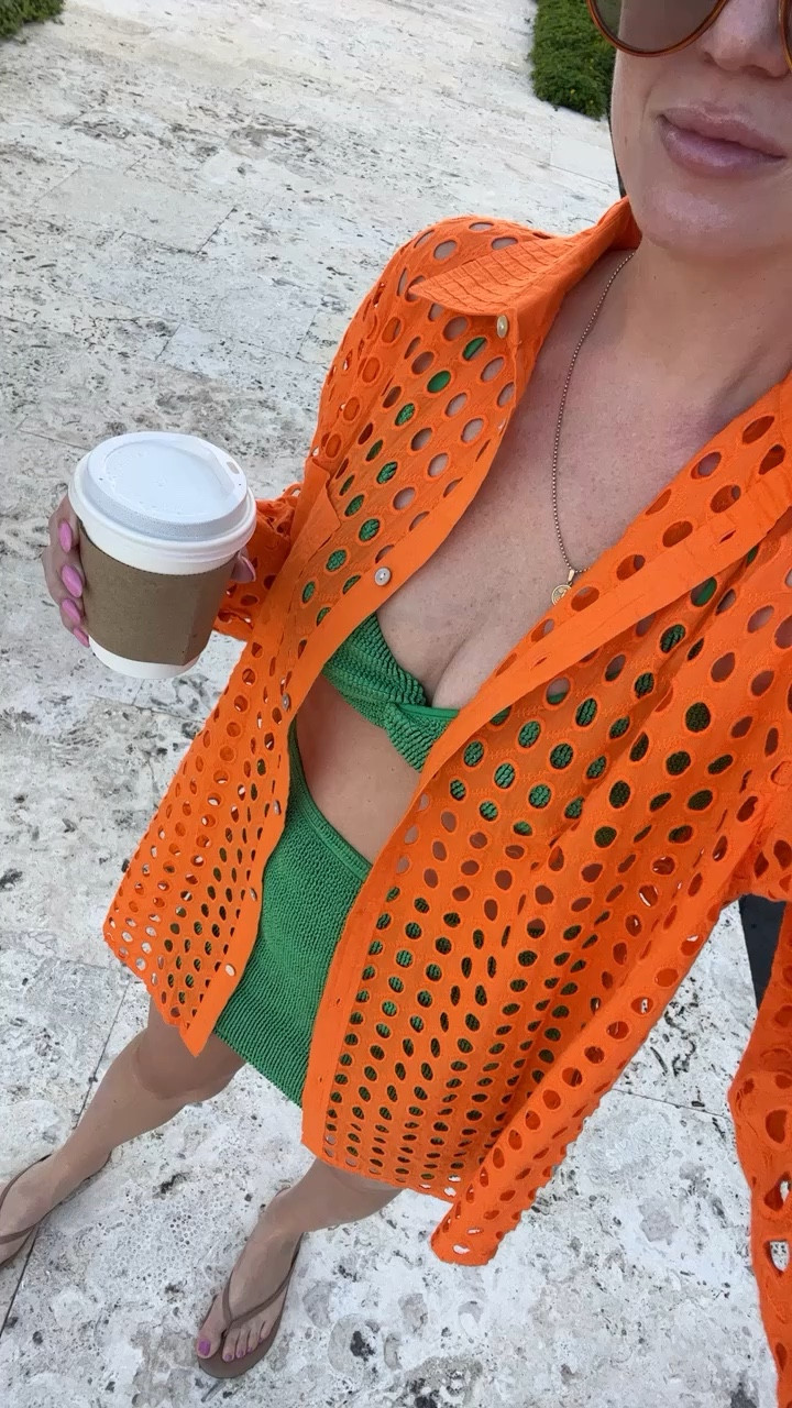 Todays swimsuit + coverup combo 💚🧡

#LTKunder100 #LTKswim