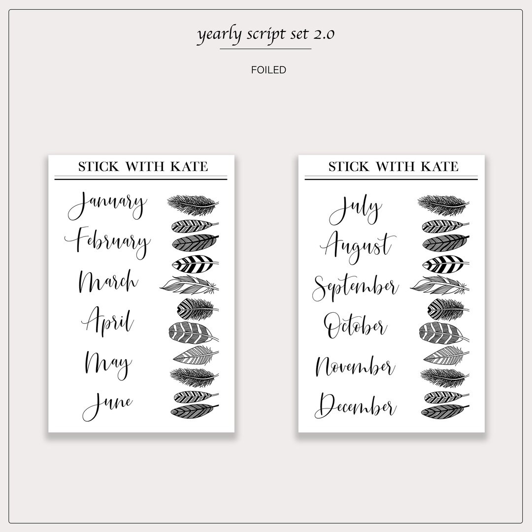 YEARLY script set 2.0 - Julietta | Planner Stickers | Etsy (US)