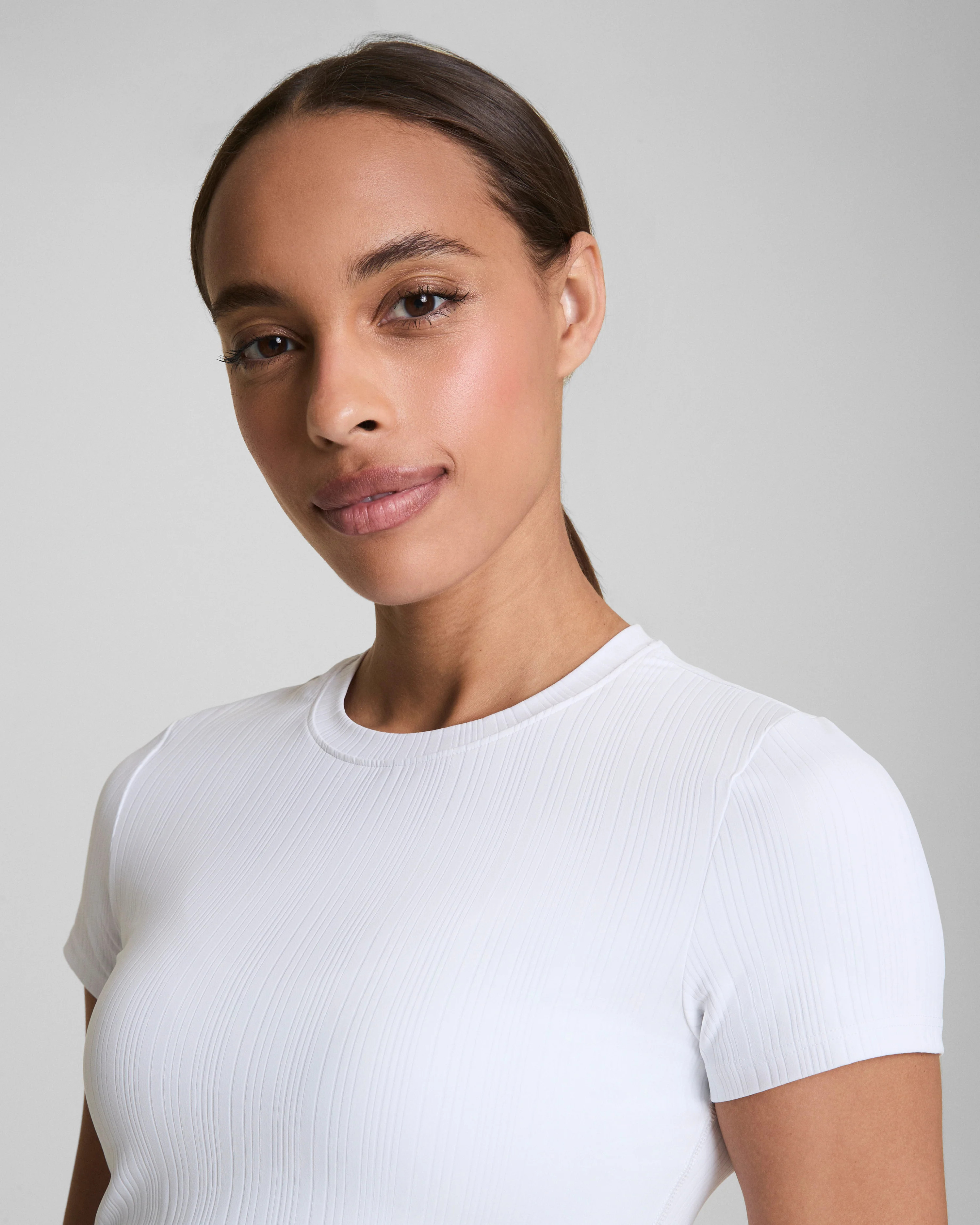 Ribbed Performance Tee with Liner & UPF 50+ | SPANX | Spanx