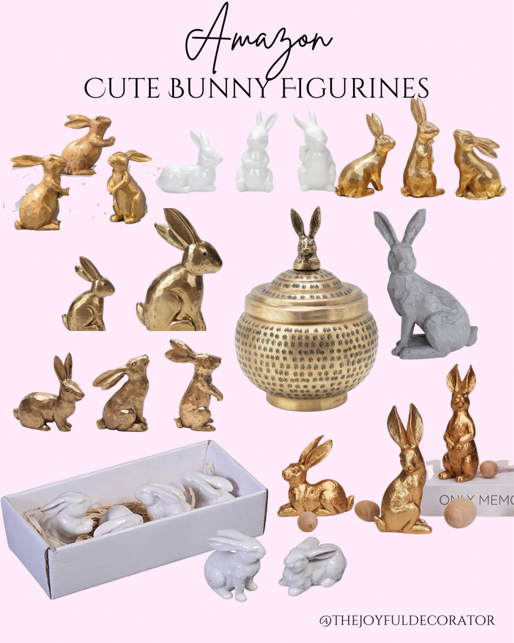 Cute bunny figurines from Amazon🐇

Gold bunnies, ceramic bunnies. Vintage gold bunnies, bunny decor, spring decor, home decor, Easter decor, white bunnies, bunny statues

#LTKSeasonal #LTKSpringSale #LTKhome
