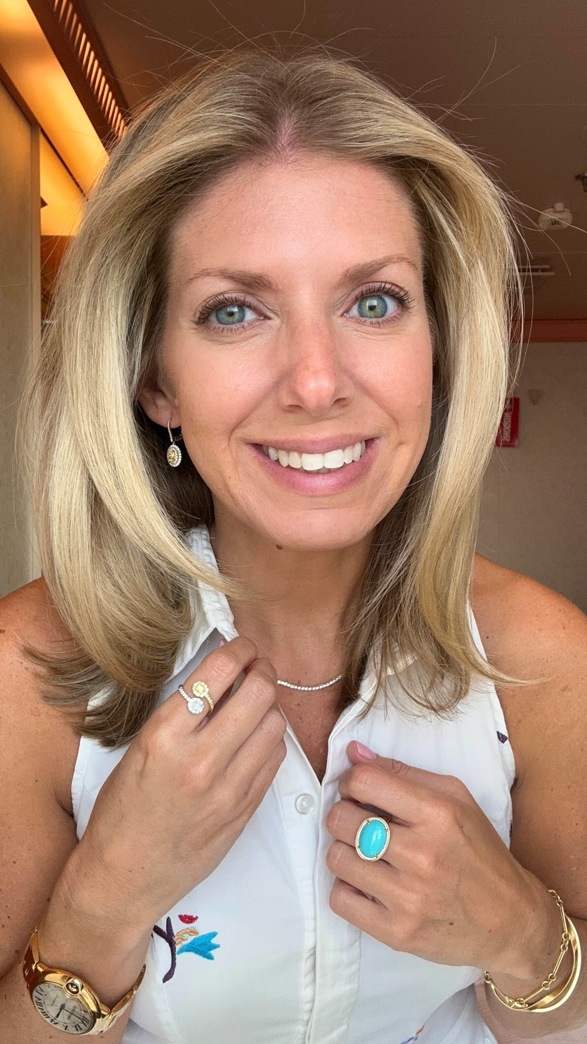 Ready to set sail on a cruise! Dress size 4  

Effy jewelry
Yellow diamonds
Turquoise ring
Earrings
Tennis necklace
Diamond ring
Sundress 
White dress
Vacation

#LTKootd #LTKTravel #LTKSaleAlert
