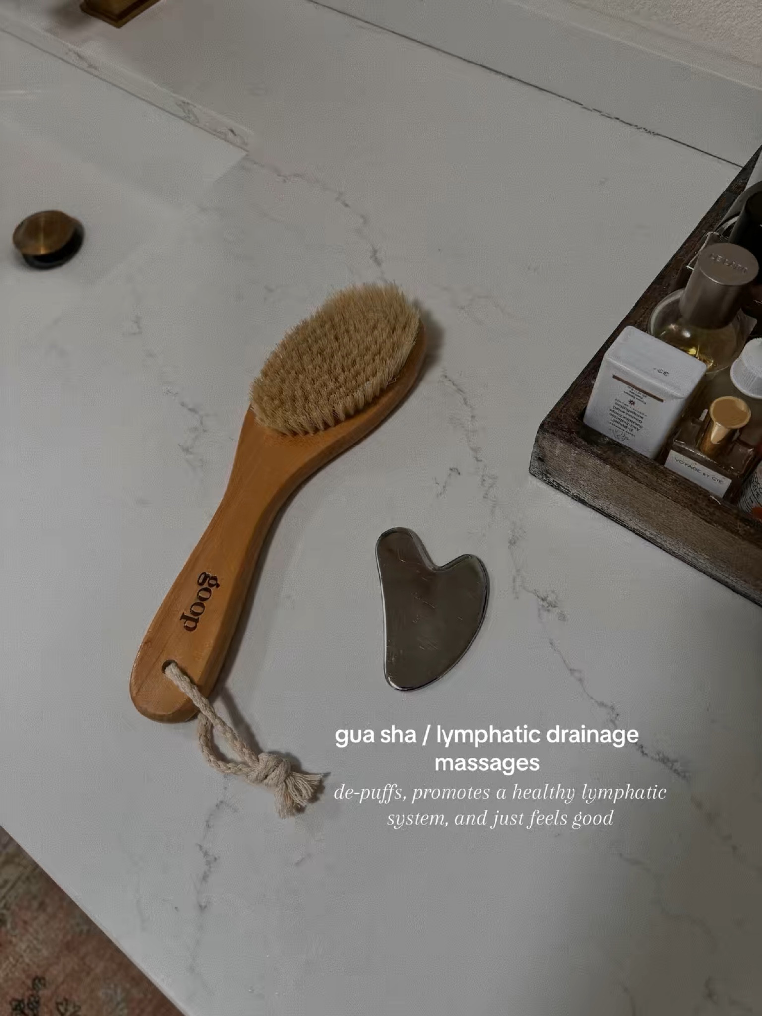 my gua sha and dry brush   lymphatic drainage tool 🤍

#LTKBeauty #LTKFindsUnder50 #LTKHome