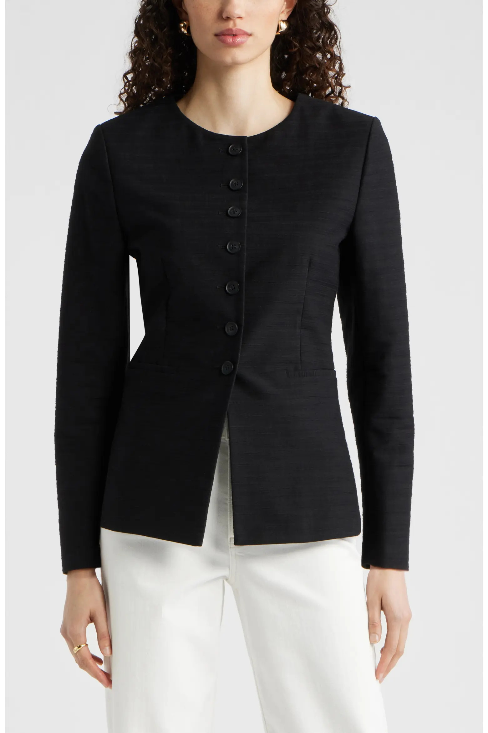 Collarless Textured Jacket (Women) | Nordstrom | Nordstrom