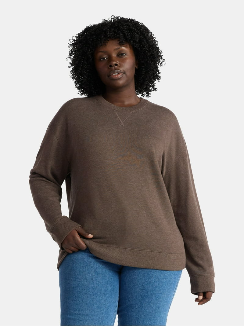 Time and Tru Women's and Women's Plus Crewneck Sweatshirt with Long Sleeves, Sizes XS-4X | Walmart (US)