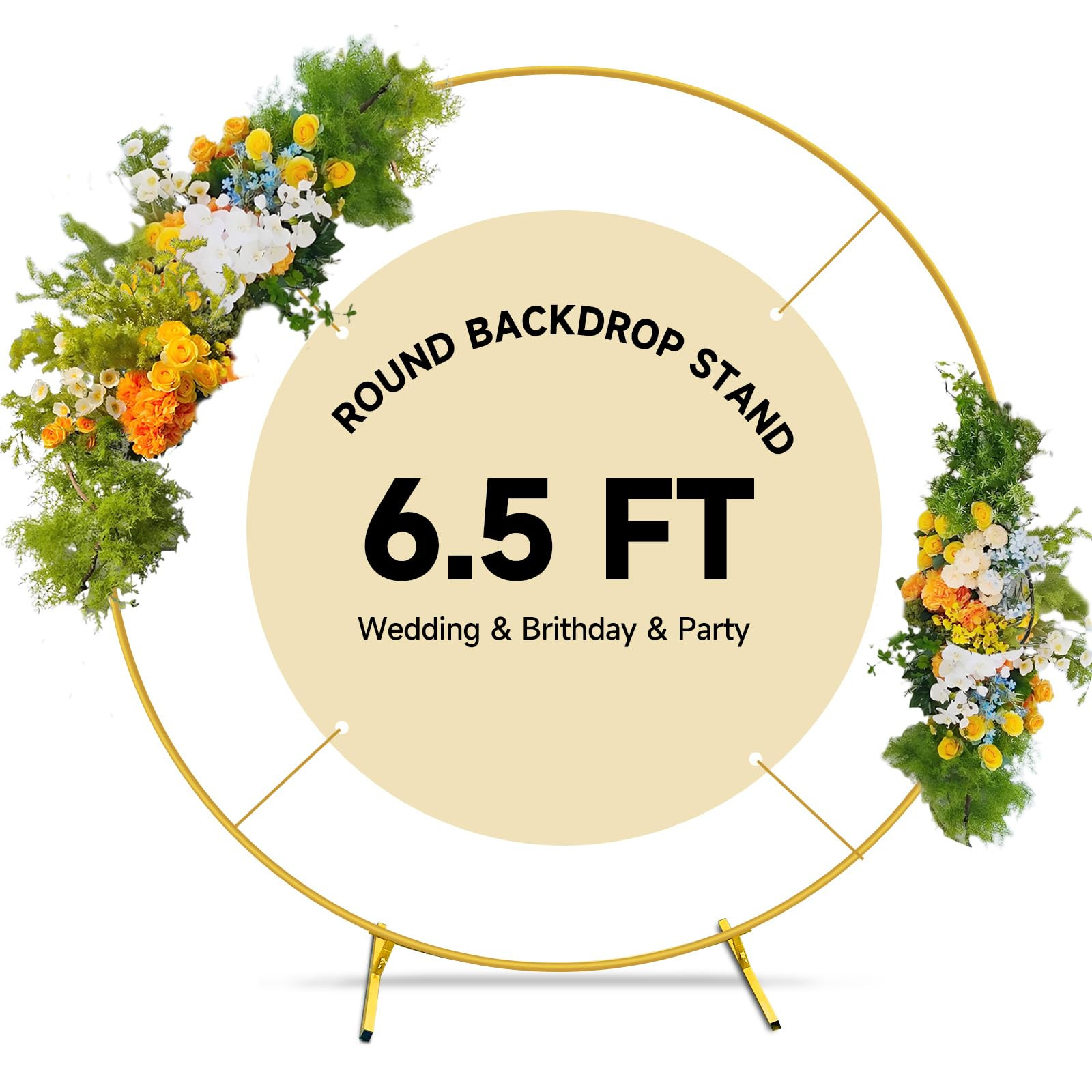 Balloon Arch Stand Metal Round Backdrop Stand Circle Balloon Arch Frame Wedding Arches 6.5FT for ... | Amazon (US)