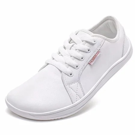 HOBIBEAR Womens Wide Minimalist Sneakers Barefoot Leather Casual Walking Shoes Zero Drop Lace-up Lightweight Comfortable | Walmart (US)