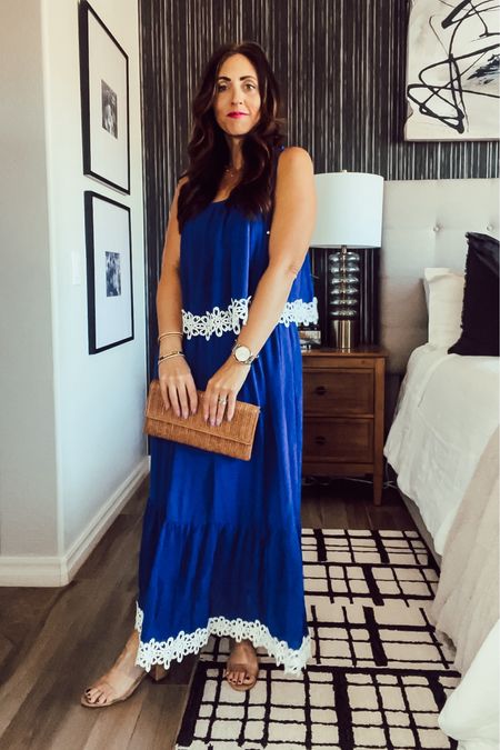 Flowy maxi dress with crochet eyelet detail // Wearing size small (size down if in between, I have a little extra room) spring dress, amazon fashion, vacation dress 

#LTKtravel #LTKfindsunder50 #LTKstyletip