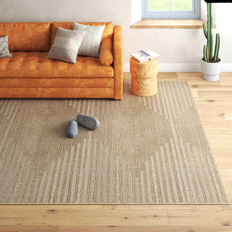 Brennen Irielle Geometric Khaki Indoor/Outdoor Area Rug | Wayfair North America