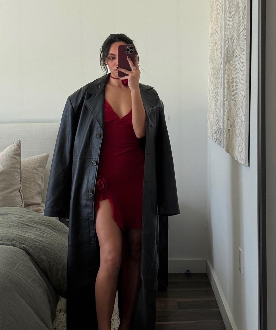 resa red ruffle mini dress, revolve black mesh mules kitten heels, GRLFRND black faux leather jacket #valentinesdavinspo date night, red date night dress

#LTKGiftGuide #LTKstyletip #LTKMostLoved