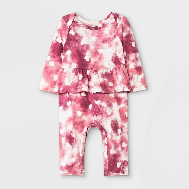 Grayson Mini Baby Girls' Heart Tie-Dye Long Sleeve Tutu Romper - Purple | Target