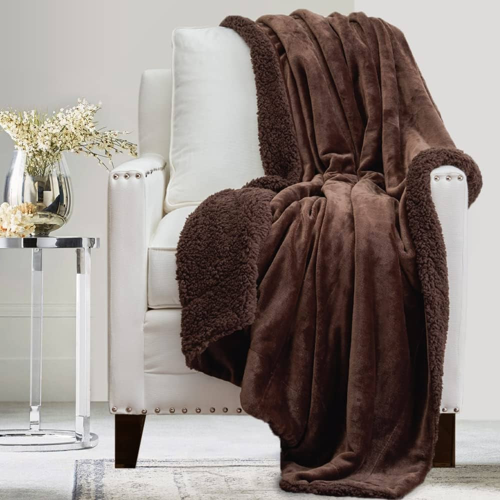 The Connecticut Home Company Throw Blanket, Soft Plush Reversible Velvet and Sherpa, King 108x90,... | Amazon (US)