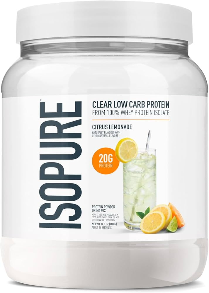 Isopure Clear Whey Isolate Protein Powder, Lactose Free, Gluten Free, Naturally Flavored, Citrus ... | Amazon (US)