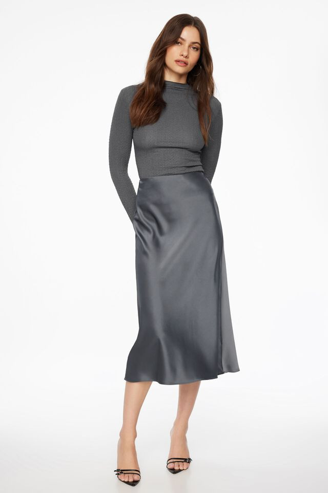 Melody Satin Slip Midi Skirt | Dynamite Clothing