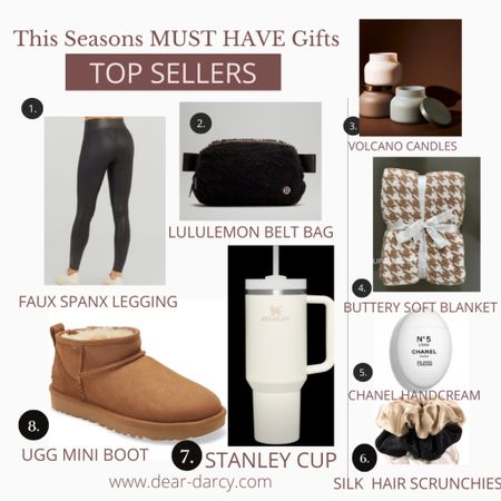 This seasons must have Gifts🎁🎄

Top sellers 🖤

Spanx faux leather leggings
Lululemon Sherpa belt bag
Stanley 40oz cup
Silk hair scrunchies 
Buttery soft blanket barefoot dreams and dupe…
Volcano candles
Chanel Hand cream
Ugg mini Sherpa booties

See my splurg verses save gift guide to get the dupes

Gifts that they for sure won’t return!


#LTKshoecrush #LTKitbag #LTKHoliday